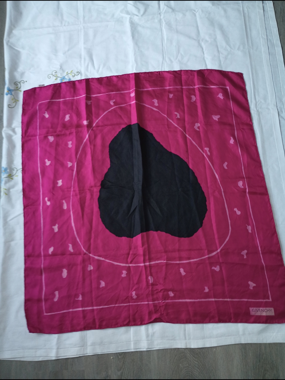 Givenchy Pink and Black Silk Scarf